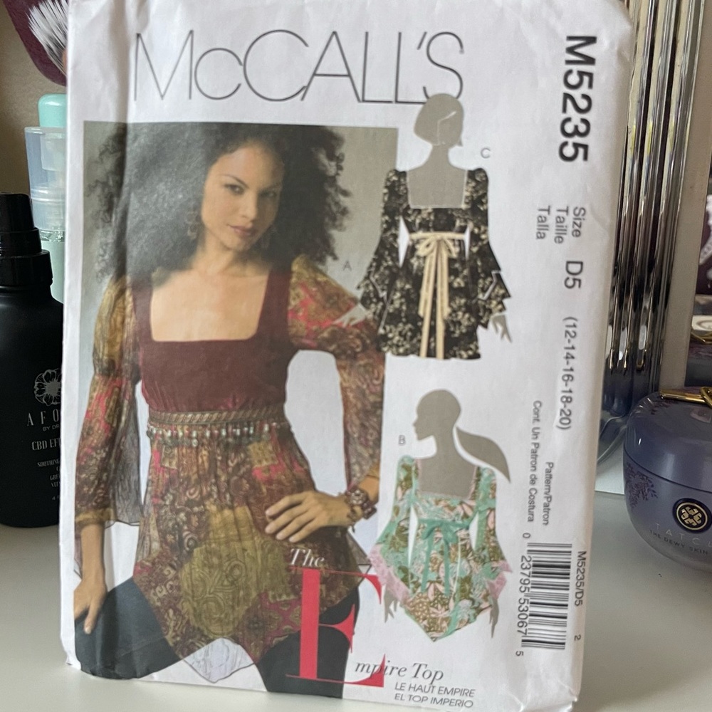 3/$15 McCall’s Patterns The Empire Top Size D5 (12-14-16-18-20) Pattern M5235